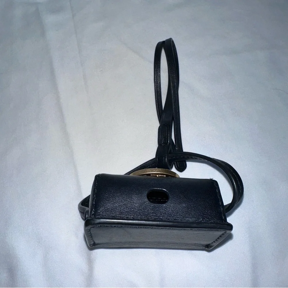 Tory Burch -Miller style black leather AirPod holder